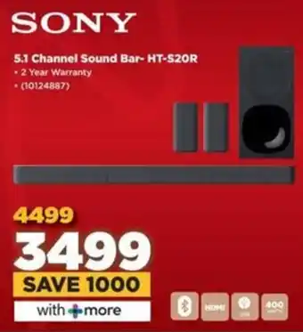 HiFi Corp SONY 5.1 Channel Sound Bar- HT-S20R offer