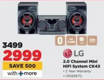 HiFi Corp LG 2.0 Channel Mini HiFi System CK43 offer