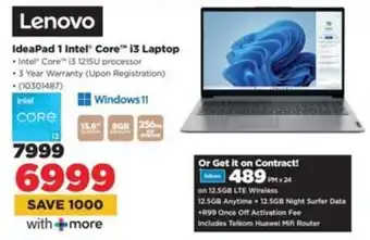 HiFi Corp Lenovo IdeaPad 1 Intel Core i3 Laptop offer