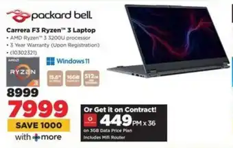 HiFi Corp Packard Bell Carrera F3 Ryzen 3 Laptop offer