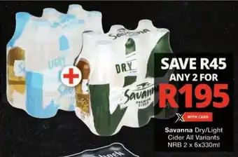 Checkers Savanna Dry/Light Cider All Variants NRB offer