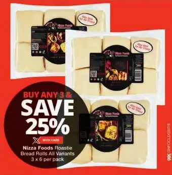 Checkers Nizza Foods Roastie Bread Rolls All Variants offer