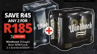 Checkers Windhoek Draught Beer NRB/Cans offer