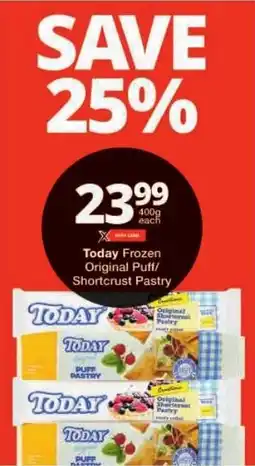 Checkers Today Frozen Original Puff/ Shortcrust Pastry offer