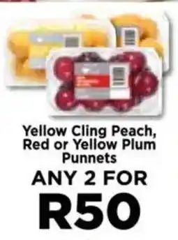 Food Lover's Market Yellow Cling Peach, Red or Yellow Plum Punnets offer