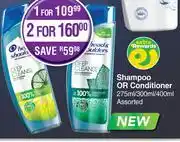 Dis-Chem Head & Shoulder Shampoo Or Conditioner Assorted-For 1 x 275ml/300ml/400ml offer