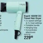 Dis-Chem Carmen Esprit1600W DC Travel Hair Dryer offer