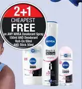 Dis-Chem Nivea Deodorant Spray 150ml/Deodorant Roll-On 50ml Or Stick 50ml-Each offer