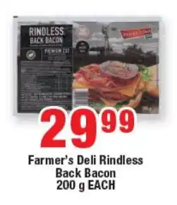 OK Foods Farmer's Deli Rindless Back Bacon offer