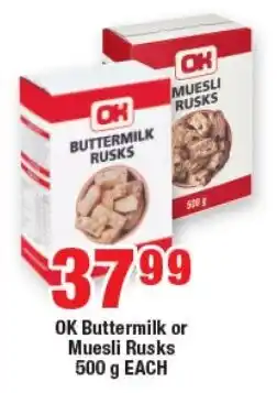 OK Foods OK Buttermilk or Muesli Rusks offer