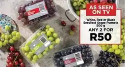 Food Lover's Market White, Red or Black Seedless Grape Punnets offer