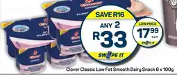 Pick n Pay Hypermarket Clover Classic Low Fat Smooth Dairy Snack offer