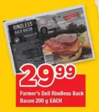 OK Foods Farmer's Deli Rindless Back Bacon offer