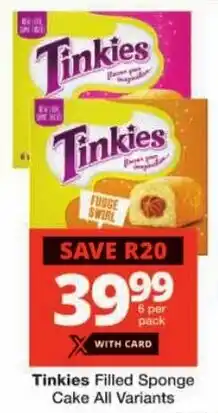 Checkers Tinkies Filled Sponge Cake All Variants offer