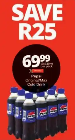 Checkers Pepsi Original/Max Cold Drink offer