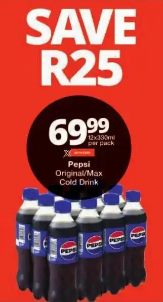 Checkers Pepsi Original/Max Cold Drink offer