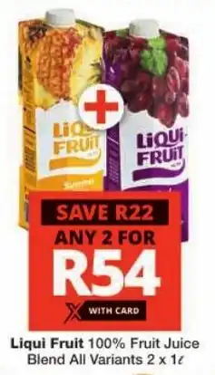 Checkers Liqui Fruit 100% Fruit Juice Blend All Variants offer