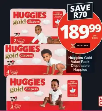 Checkers Huggies Gold Value Pack Disposable Nappies offer