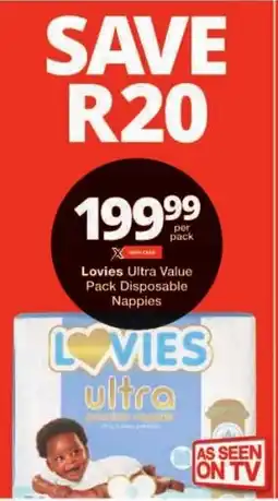 Checkers Lovies Ultra Value Pack Disposable Nappies offer