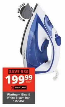 Checkers Platinum Blue & White Steam Iron offer