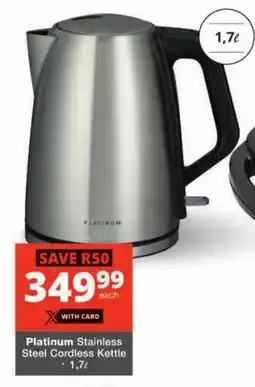 Checkers Platinum Stainless Steel Cordless Kettle offer