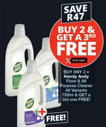 Checkers Handy Andy Floor & All Purpose Cleaner All Variants & GET a 3rd one FREE offer