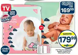 Pick n Pay Hypermarket PnP Tiny Tots Disposable Nappies Jumbo Pack Assorted Per Pack offer