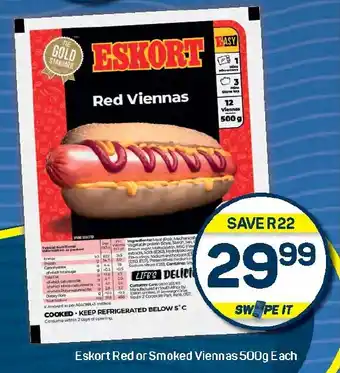 Pick n Pay Hypermarket Eskort Red or Smoked Viennas offer