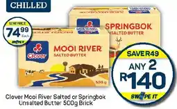 Pick n Pay Hypermarket Clover Mooi River Salted or Springbok Unsalted Butter offer