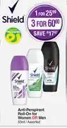 Dis-Chem Shield Anti Perspirant Roll On For Women Or Men Assorted-50ml offer