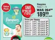 Dis-Chem Pampers Nappies Value Pack Sizes 1-6-Per Pack offer