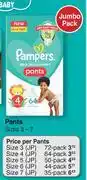 Dis-Chem Pampers Pants Jumbo Pack Sizes 3-7-For 1 Per Pack offer