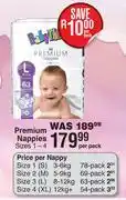 Dis-Chem Baby Things Premium Nappies Sizes 1-4-Per Pack offer