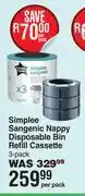 Dis-Chem Tommee Tippe Simplee Sangenic Nappy Disposable Bin Refill Cassette 3 Pack-Per Pack offer