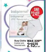 Dis-Chem Baby Sense Burp Cloths 2 Piece Sets Assorted Sets-Per Set offer