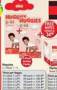 Dis-Chem Huggies Gold Nappies Jumbo Pack 2 x Sizes 1-5-Each offer