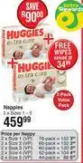 Dis-Chem Huggies Extra Care Nappies Value Pack 2 x Sizes 1-5-Per Pack offer