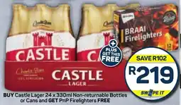 Pick n Pay Castle Lager Non-returnable Bottles or Cans and GET PnP Firelighters FREE offer