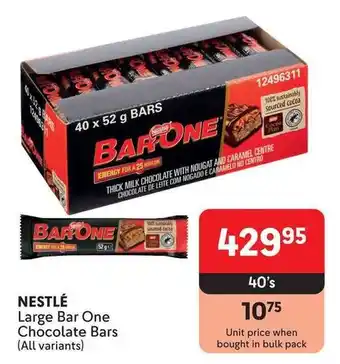 Makro NESTLÉ Large Bar One Chocolate Bars offer