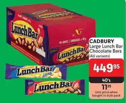 Makro CADBURY Large Lunch Bar Chocolate Bars offer