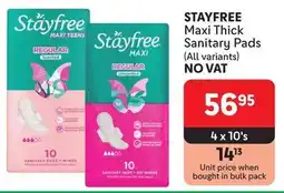 Makro STAYFREE Maxi Thick Sanitary Pads offer