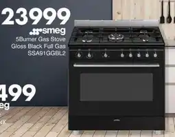 Save Smeg 5Burner Gas Stove Gloss Black Full Gas offer