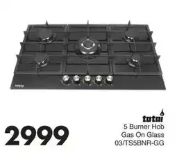 Save Totai 5 Burner Hob Gas On Glass offer