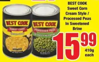 Boxer BEST COOK Sweet Corn Cream Style/ Processed Peas In Sweetened Brine offer