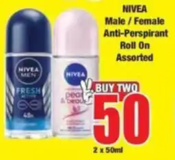 Boxer NIVEA Male/Female Anti-Perspirant Roll On Assorted offer