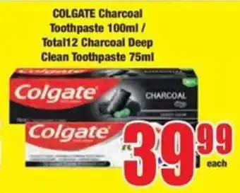 Boxer COLGATE Charcoal Toothpaste/ Total12 Charcoal Deep Clean Toothpaste offer