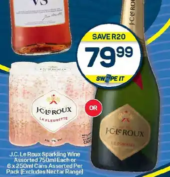 Pick n Pay Hypermarket J.C. Le Roux Sparkling Wine Assorted or Cans Assorted Per Pack (Excludes Nectar Range) offer