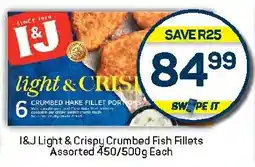 Pick n Pay Hypermarket I&J Light & Crispy Crumbed Fish Fillets Assorted offer