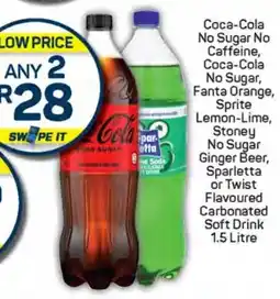 Pick n Pay Hypermarket Coca-Cola No Sugar No Caffeine, Coca-Cola No Sugar, Fanta Orange, Sprite Lemon-Lime, Stoney Ginger Beer, Sparletta or Twist offer