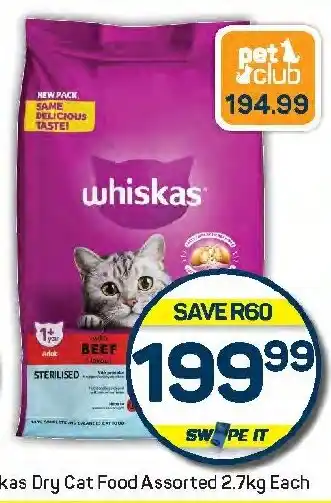 Pick n Pay Hypermarket Whiskas Dry Cat Food Assorted offer